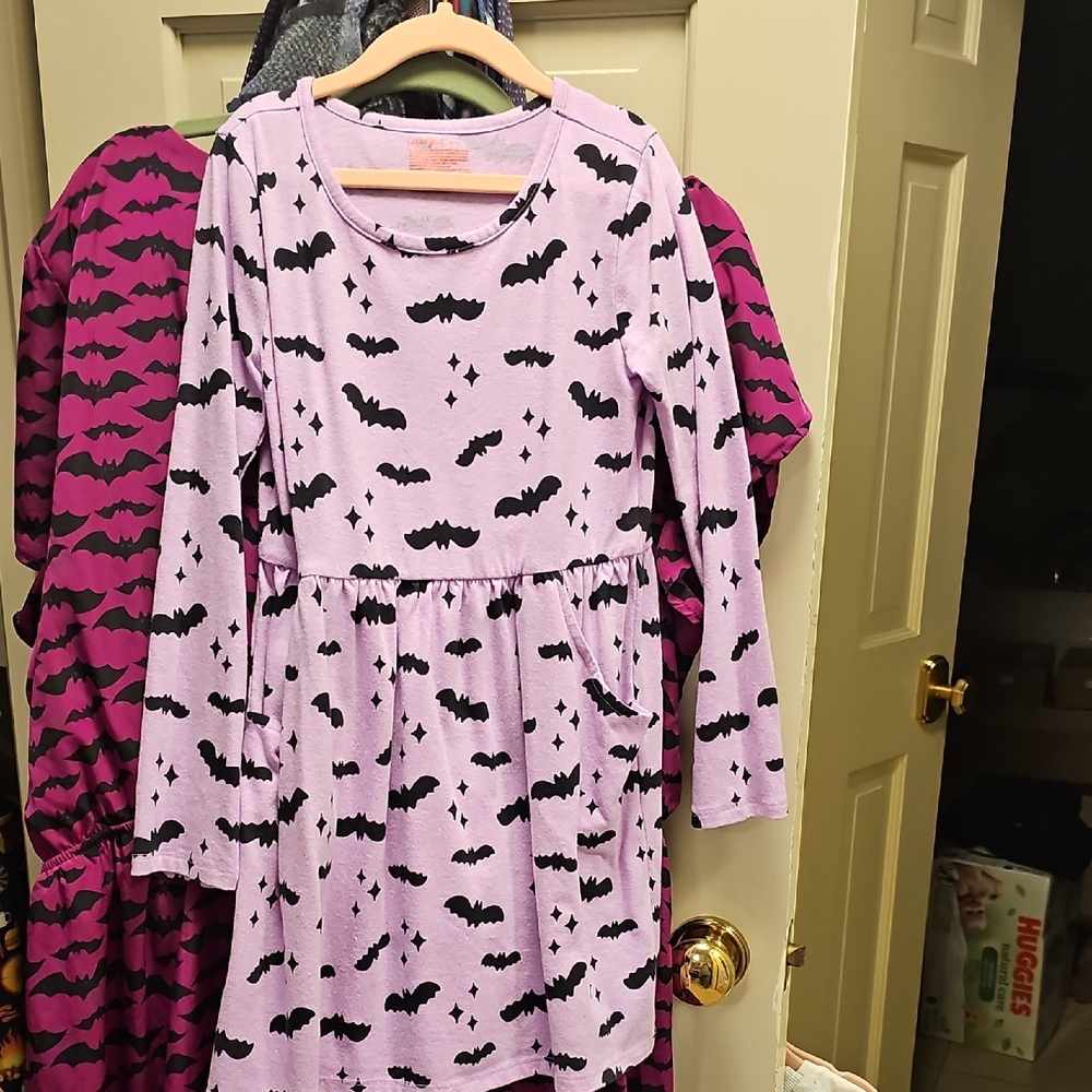 7-8 Girls Cat & Jack Lavender Dress Bat Print